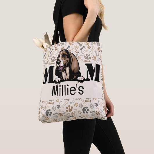 Basset Hound Peeking Personized Mama Tote Bag (Dichtbij)