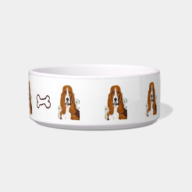 Basset Hound Personalized Dog Dish Voerbakje (Voorkant)
