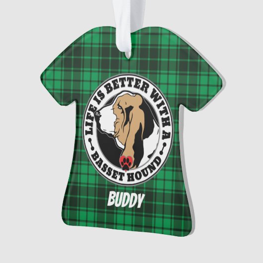 Basset Hound Personalized Life is beter Ornament (voorkant)