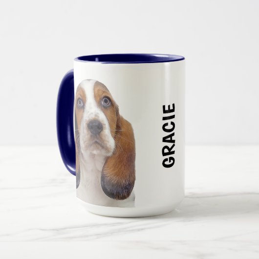 Basset Hound Personalized Mug Mok (Voorkant links)