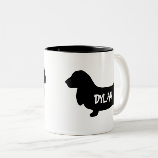 Basset Hound Personalized Mug Tweekleurige Koffiemok (Voorkant rechts)