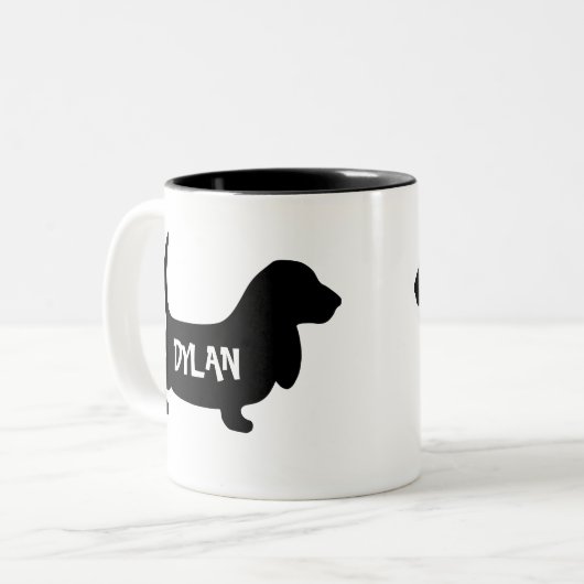 Basset Hound Personalized Mug Tweekleurige Koffiemok (Voorkant links)