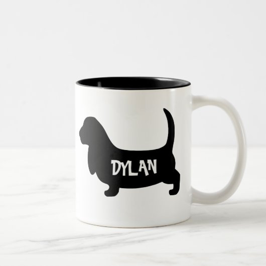 Basset Hound Personalized Mug Tweekleurige Koffiemok (Rechts)