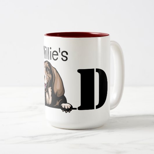 Basset Hound Personalized Peking Dad Tweekleurige Koffiemok (Voorkant rechts)