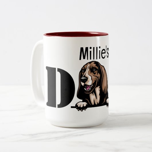 Basset Hound Personalized Peking Dad Tweekleurige Koffiemok (Voorkant links)