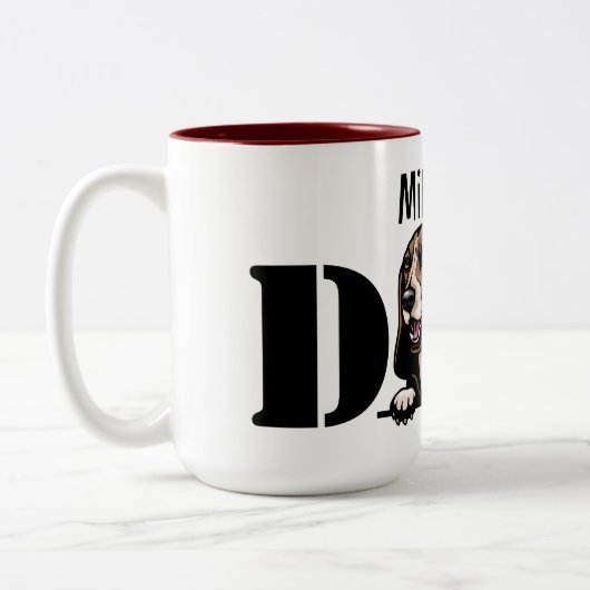 Basset Hound Personalized Peking Dad Tweekleurige Koffiemok (Links)