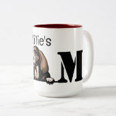 Basset Hound Personalized Peking Ma Tweekleurige Koffiemok (Voorkant rechts)