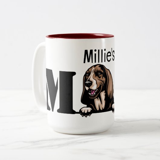 Basset Hound Personalized Peking Ma Tweekleurige Koffiemok (Voorkant links)