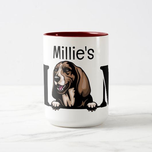 Basset Hound Personalized Peking Ma Tweekleurige Koffiemok (Center)