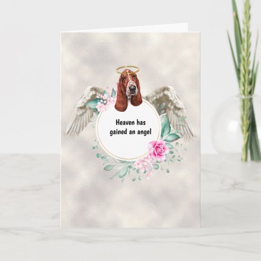 Basset hound pet memorial angel vleugels gedicht kaart (Voorkant)