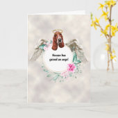 Basset hound pet memorial angel vleugels gedicht kaart (Gele Bloem)