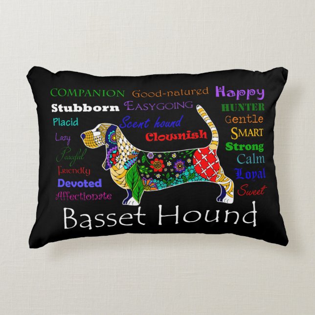 Basset Hound Pillow Accent Kussen (Voorkant)