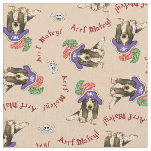 Basset Hound Pirate Fabric Stof