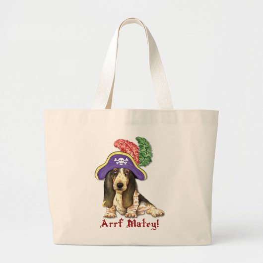 Basset Hound Pirate Grote Tote Bag (Voorkant)