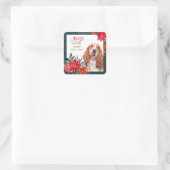 Basset Hound Poinsettia Border Kerstmis Vierkante Sticker (Tas)