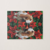 Basset Hound Poinsettia Kerstmis Legpuzzel (Horizontaal)