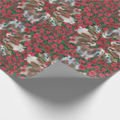Basset Hound Poinsettias kerstpapier Cadeaupapier (Hoek)