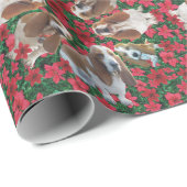 Basset Hound Poinsettias kerstpapier Cadeaupapier (Rol Hoek)