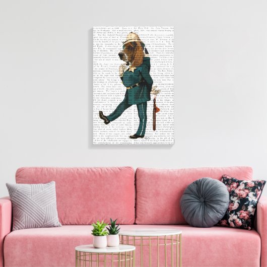 Basset Hound Policeman Canvas Afdruk (Insitu (Woonkamer))