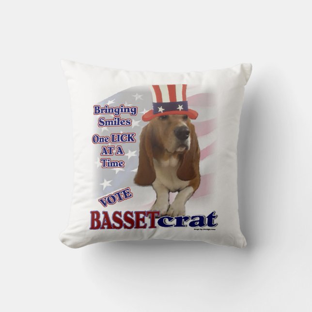 Basset Hound Political Humor Kussen (Voorkant)