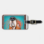 Basset Hound Pop Art Abstracte Glitter Name Bagagelabel (Voorkant horizontaal)