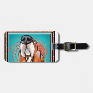 Basset Hound Pop Art Abstracte Glitter Name Bagagelabel