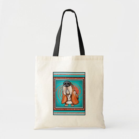 Basset Hound Pop Art Abstracte Glitter Name Tote Bag (Voorkant)