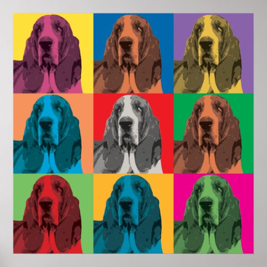 Basset Hound Pop-Art Poster (Voorkant)