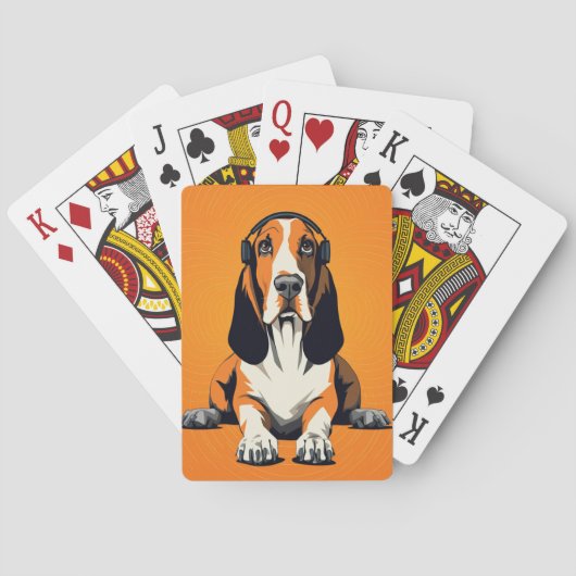 Basset Hound Pop Art Retro & laid-back ontwerp Pokerkaarten (Achterkant)