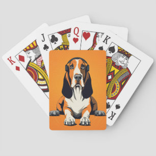Basset Hound Pop Art Retro & Relaxte Vormgeving Pokerkaarten