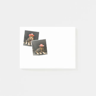 Basset hound post die hij aantekent post-it® notes