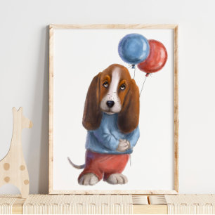 Basset Hound Print   Basset Hound Waterverf Print