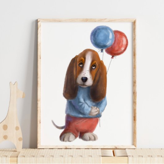 Basset Hound Print | Basset Hound Waterverf Print