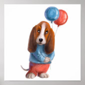 Basset Hound Print | Basset Hound Waterverf Print (Voorkant)