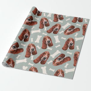 Basset Hound Print Wrapping Paper Cadeaupapier