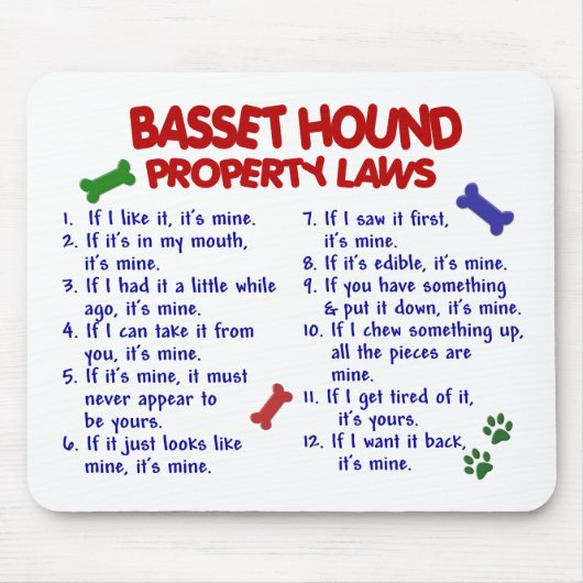 BASSET HOUND Property Wetten 2 Muismat (Voorkant)