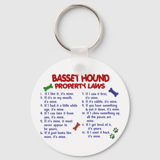 BASSET HOUND Property Wetten 2 Sleutelhanger (Voorkant)