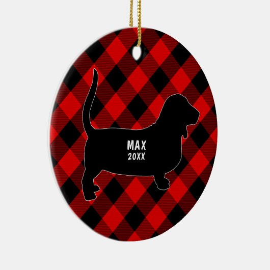 Basset Hound Pset kerstversiering Keramisch Ornament (Rechts)