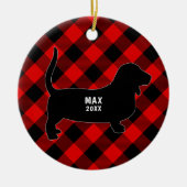 Basset Hound Pset kerstversiering Keramisch Ornament (Voorkant)