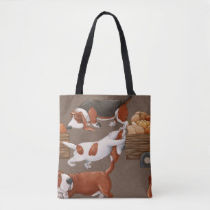 Basset Hound Pumpkin Oogstpatroon Tote Bag