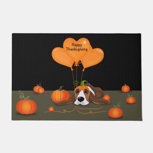 Basset Hound Pumpkin-Pet Deurmat (Voorkant)