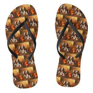Basset Hound Pup Autumn Delight Pompoen  Teenslippers