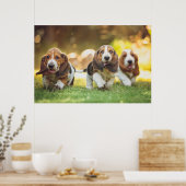 Basset Hound Puppies actief Poster (Keuken)