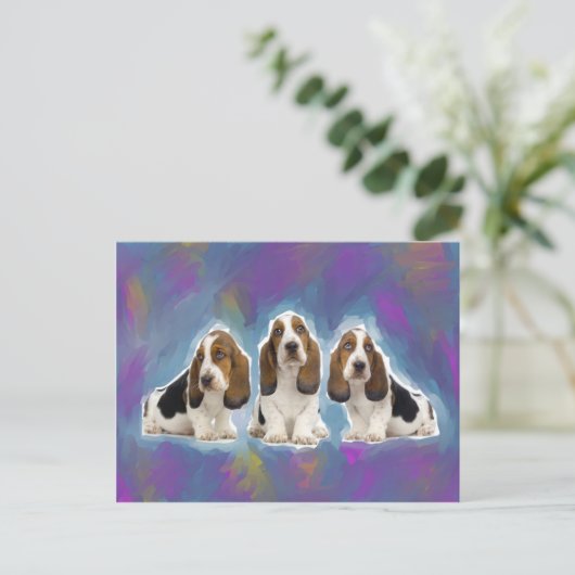 Basset Hound-Puppies Briefkaart (Staand voorkant)