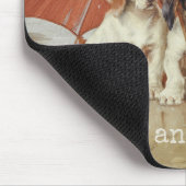 Basset hound-puppies onder paraplu CC0866 Trood Muismat (Hoek)