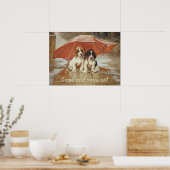 Basset hound-puppies onder paraplu CC0867 Trood Poster (Keuken)