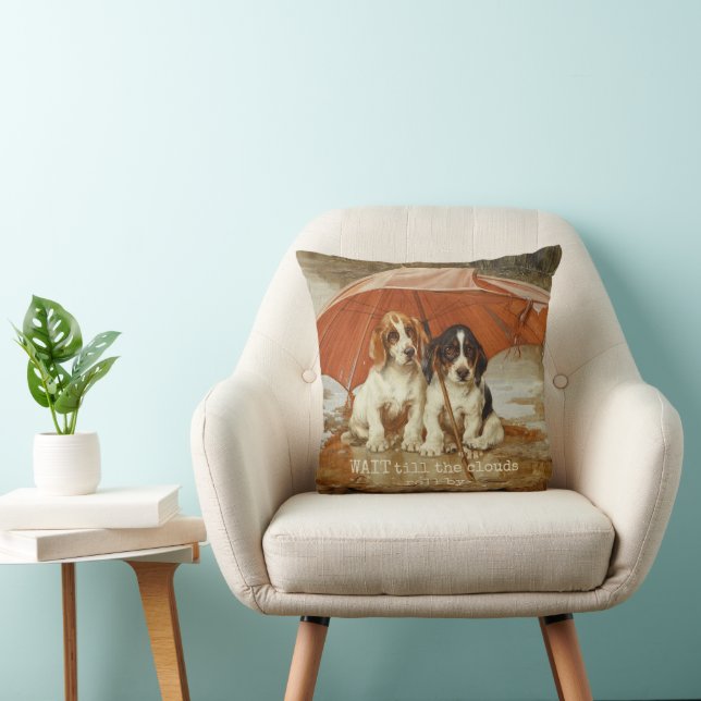 Basset hound-puppies onder paraplu CC0926 Trood Buitenkussen (Stoel)