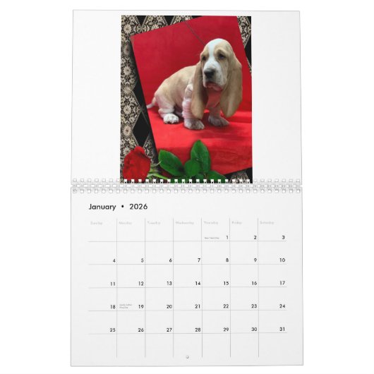 Basset hound puppy agenda kalender (Jan 2026)