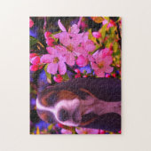 Basset Hound Puppy Blossom Dog Art Legpuzzel (Verticaal)