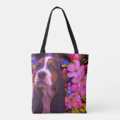 Basset Hound Puppy Blossom Dog Art Tote Bag (Achterkant)